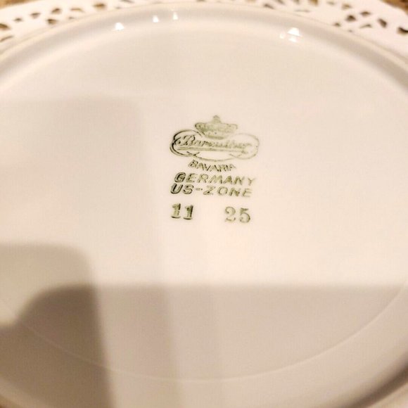 Bareuther Plates Set Of 2 Bavaria US Zone 1946 - 1949 Germany Blue Floral Gold - Picture 4 of 4